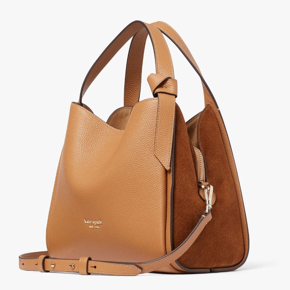 Kate Spade Knott Pebbled Leather & Suede Medium Crossbody Tote - Bungalow - Picture 2 of 6